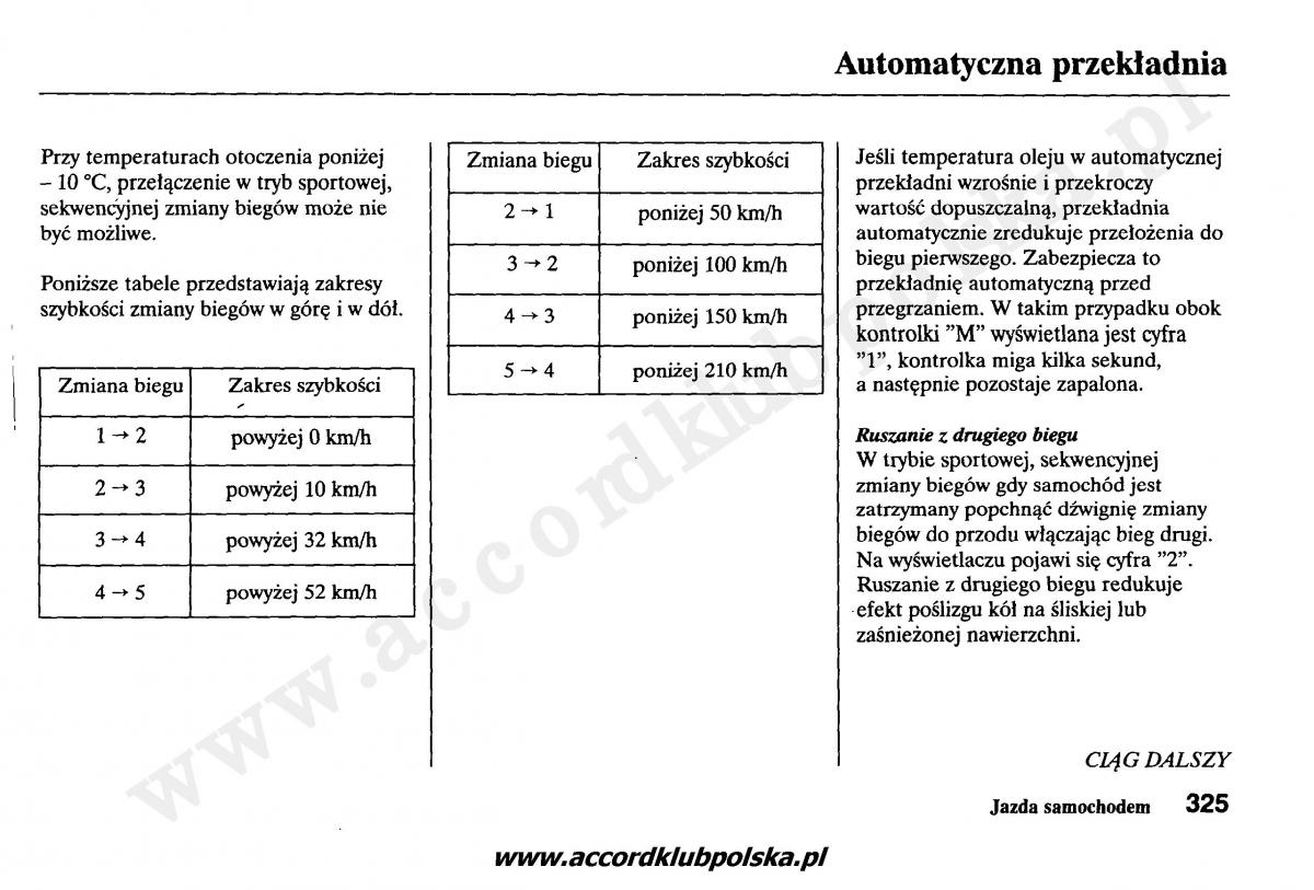 Honda Accord VII 7 instrukcja obslugi / page 329