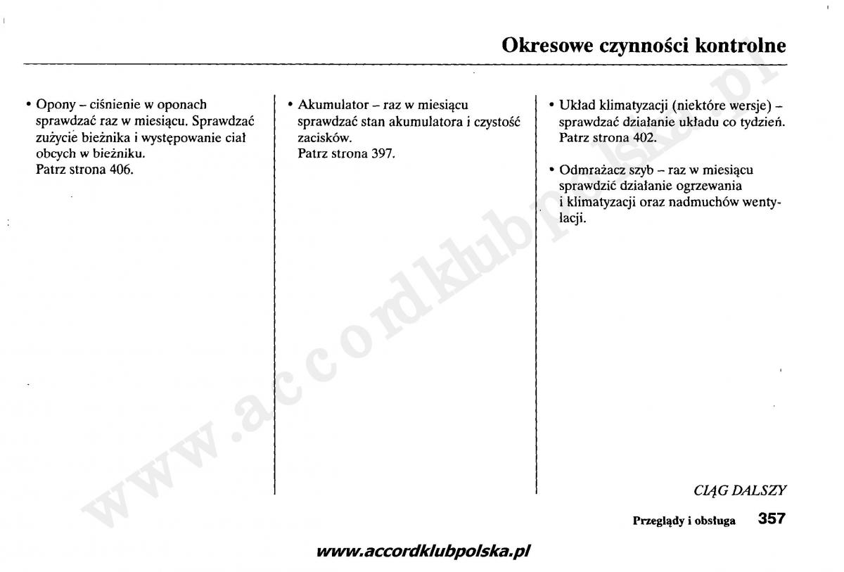 Honda Accord VII 7 instrukcja obslugi / page 361