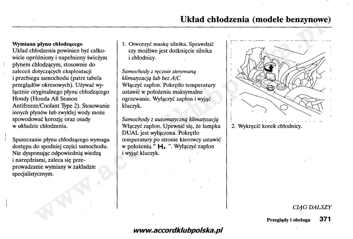 Honda Accord VII 7 instrukcja obslugi / page 375