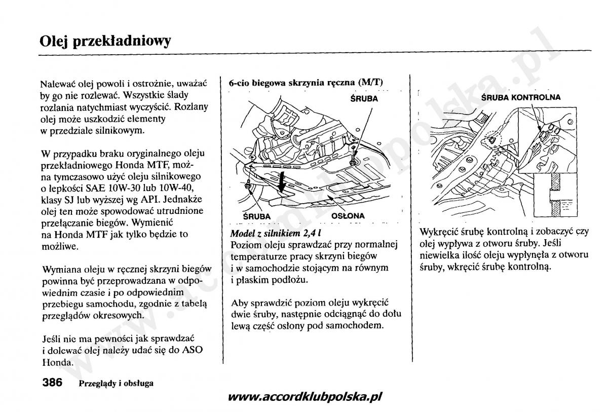 Honda Accord VII 7 instrukcja obslugi / page 390