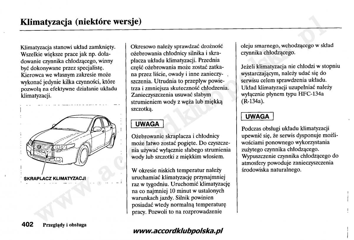 Honda Accord VII 7 instrukcja obslugi / page 406