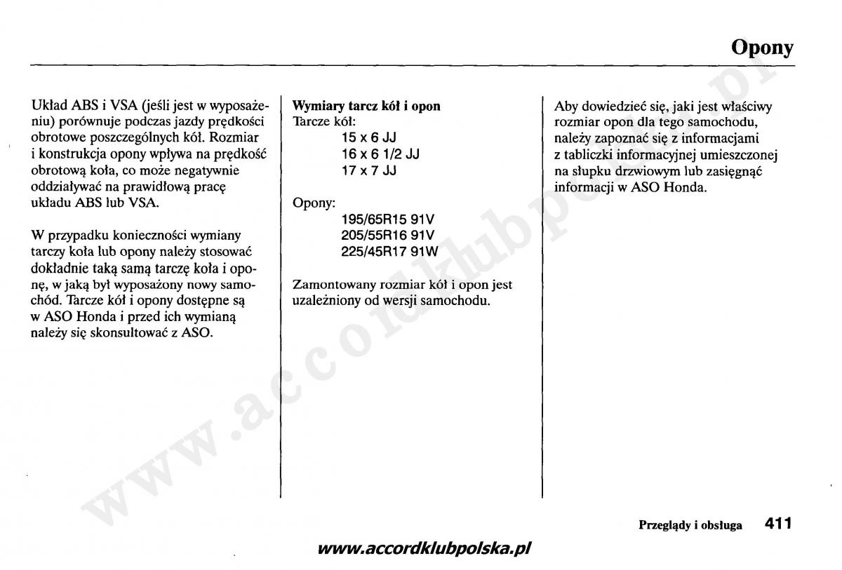 Honda Accord VII 7 instrukcja obslugi / page 415