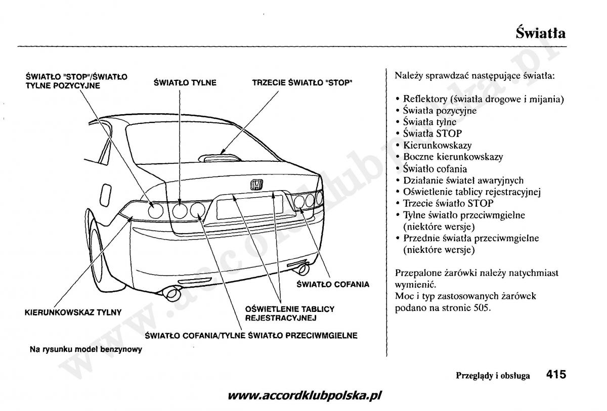 Honda Accord VII 7 instrukcja obslugi / page 419