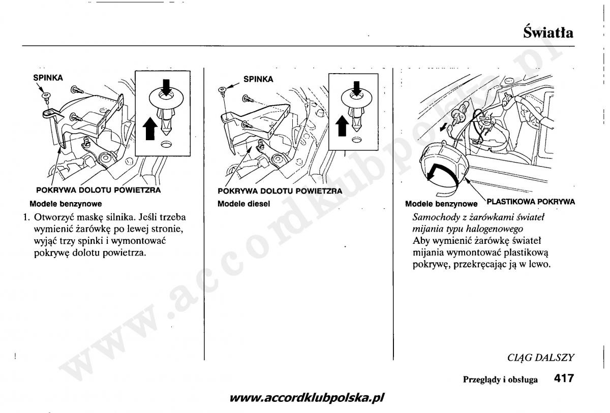 Honda Accord VII 7 instrukcja obslugi / page 421