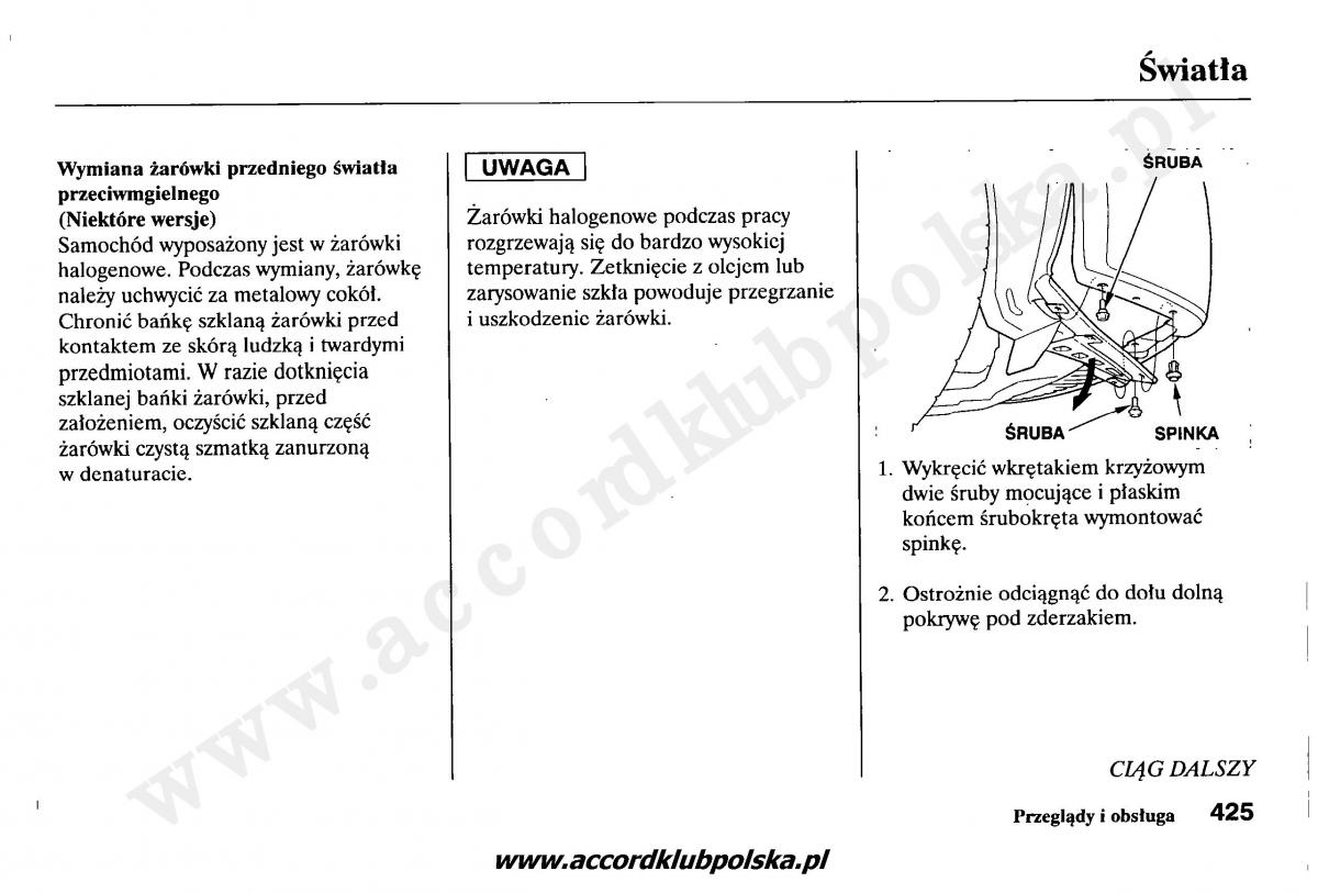 Honda Accord VII 7 instrukcja obslugi / page 429