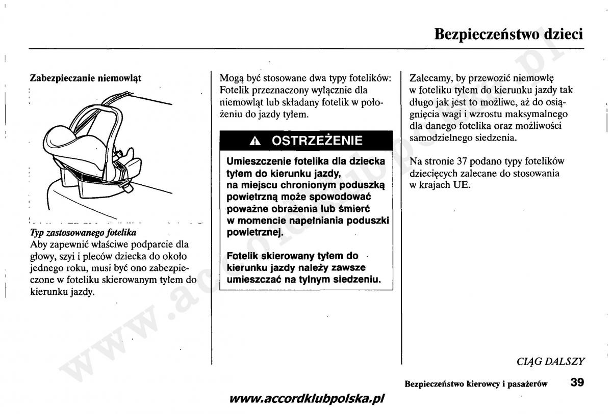 Honda Accord VII 7 instrukcja obslugi / page 43