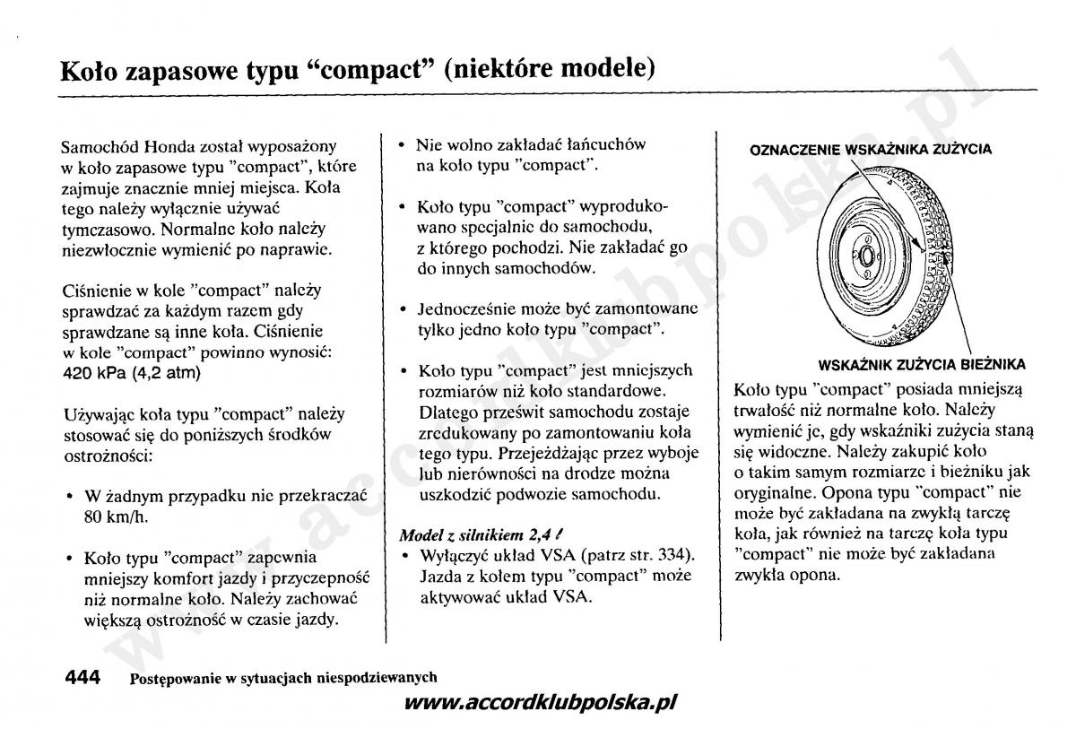 Honda Accord VII 7 instrukcja obslugi / page 448