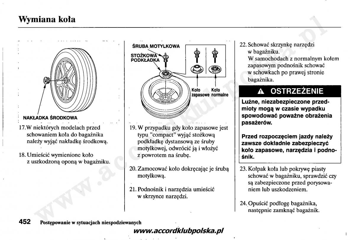 Honda Accord VII 7 instrukcja obslugi / page 456