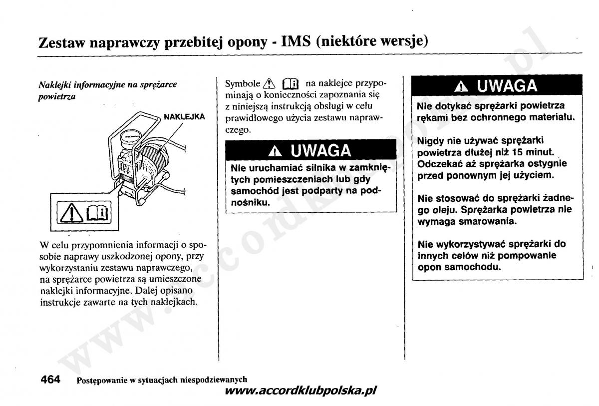 Honda Accord VII 7 instrukcja obslugi / page 468