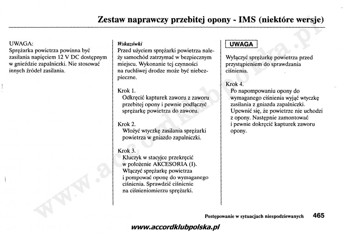 Honda Accord VII 7 instrukcja obslugi / page 469