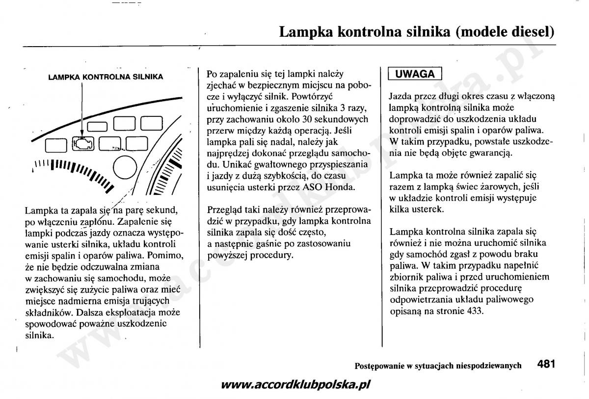 Honda Accord VII 7 instrukcja obslugi / page 485