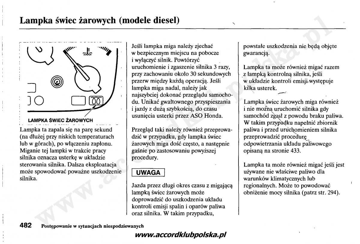 Honda Accord VII 7 instrukcja obslugi / page 486