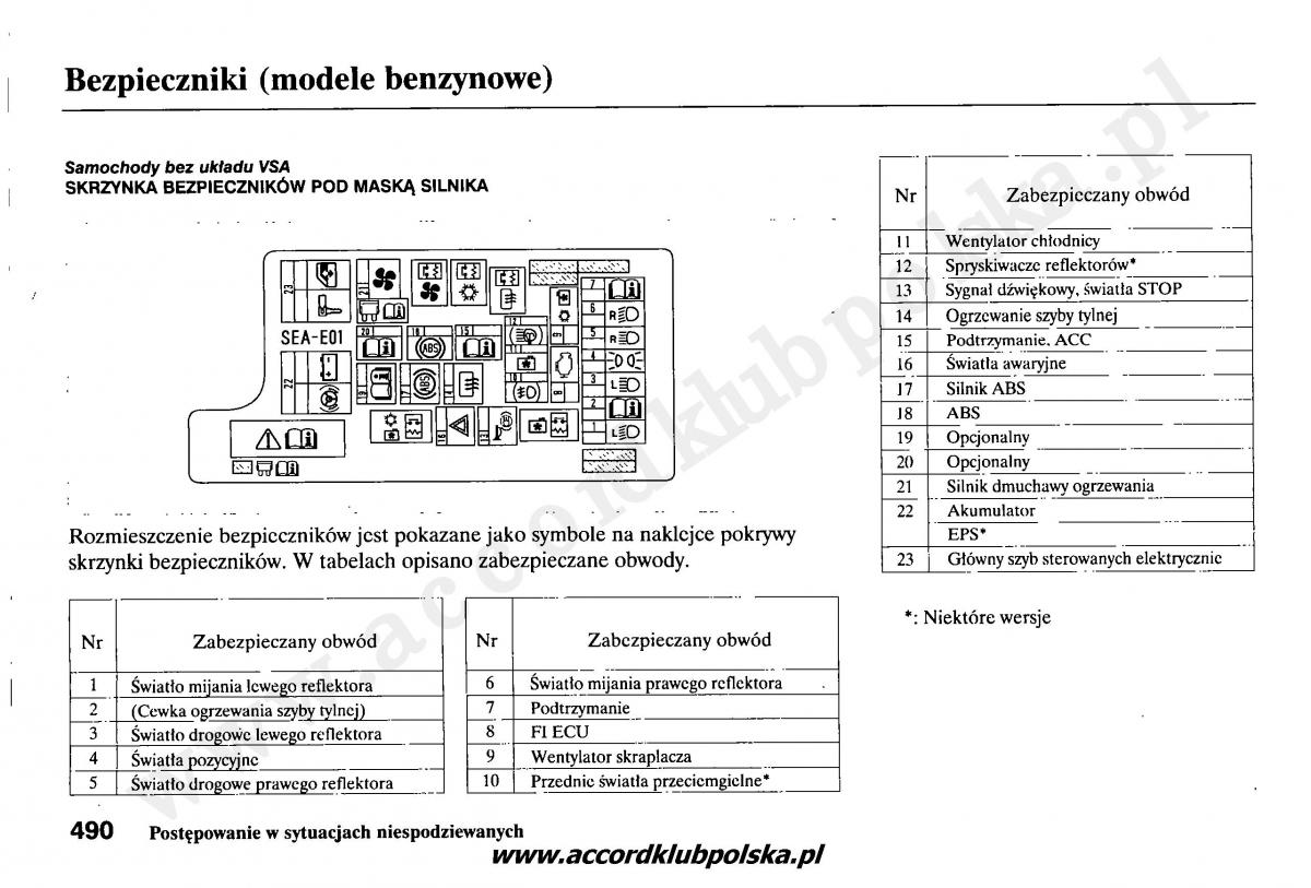 Honda Accord VII 7 instrukcja obslugi / page 494