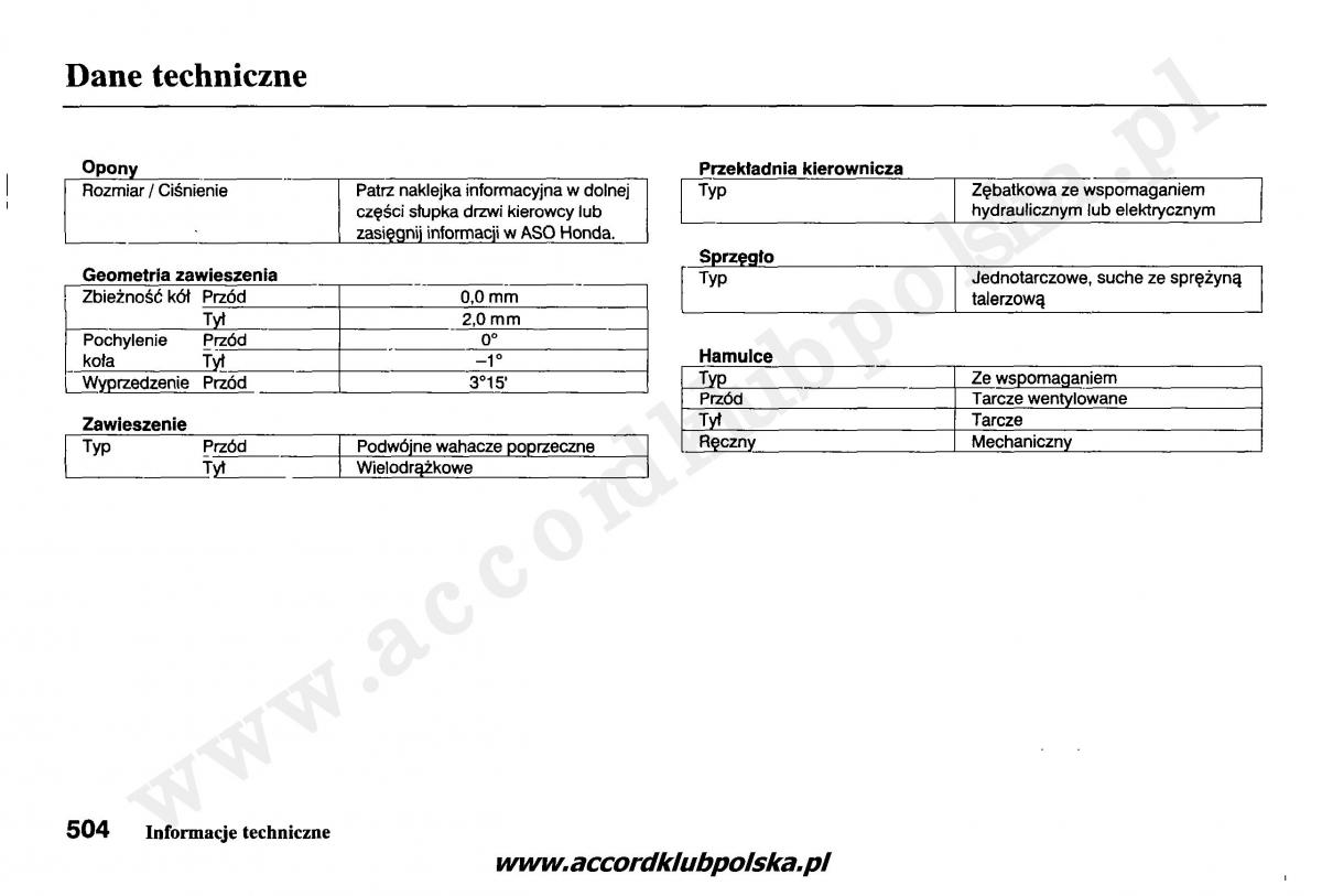 Honda Accord VII 7 instrukcja obslugi / page 508