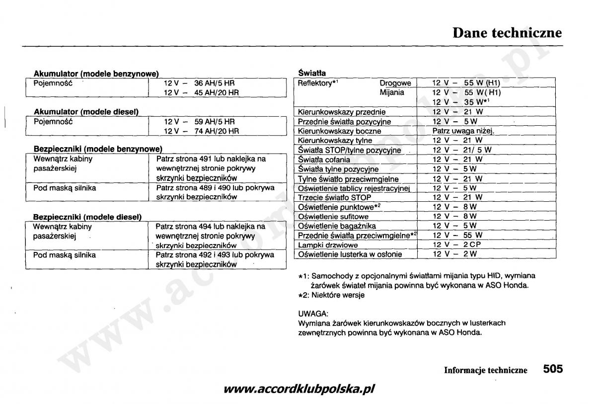 Honda Accord VII 7 instrukcja obslugi / page 509