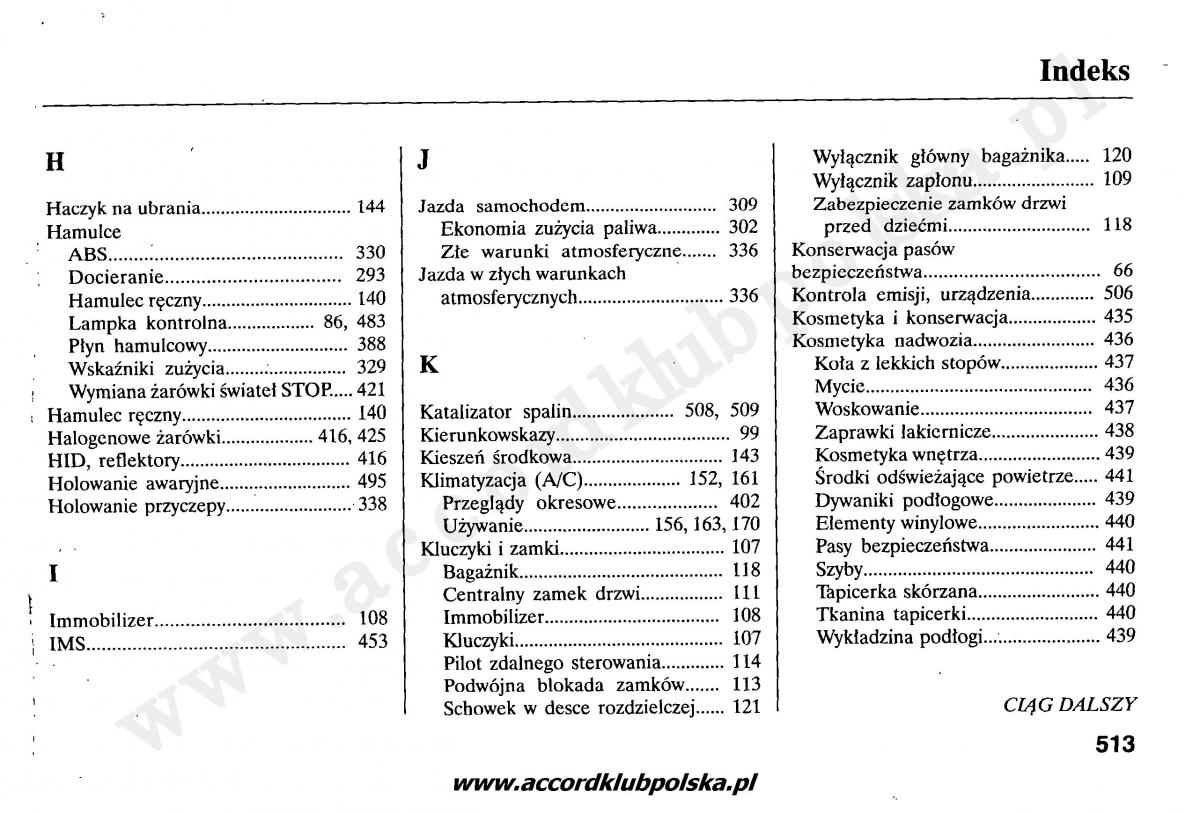 Honda Accord VII 7 instrukcja obslugi / page 517