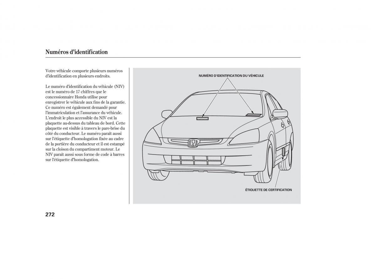 Honda Accord VII 7 manuel du proprietaire / page 261