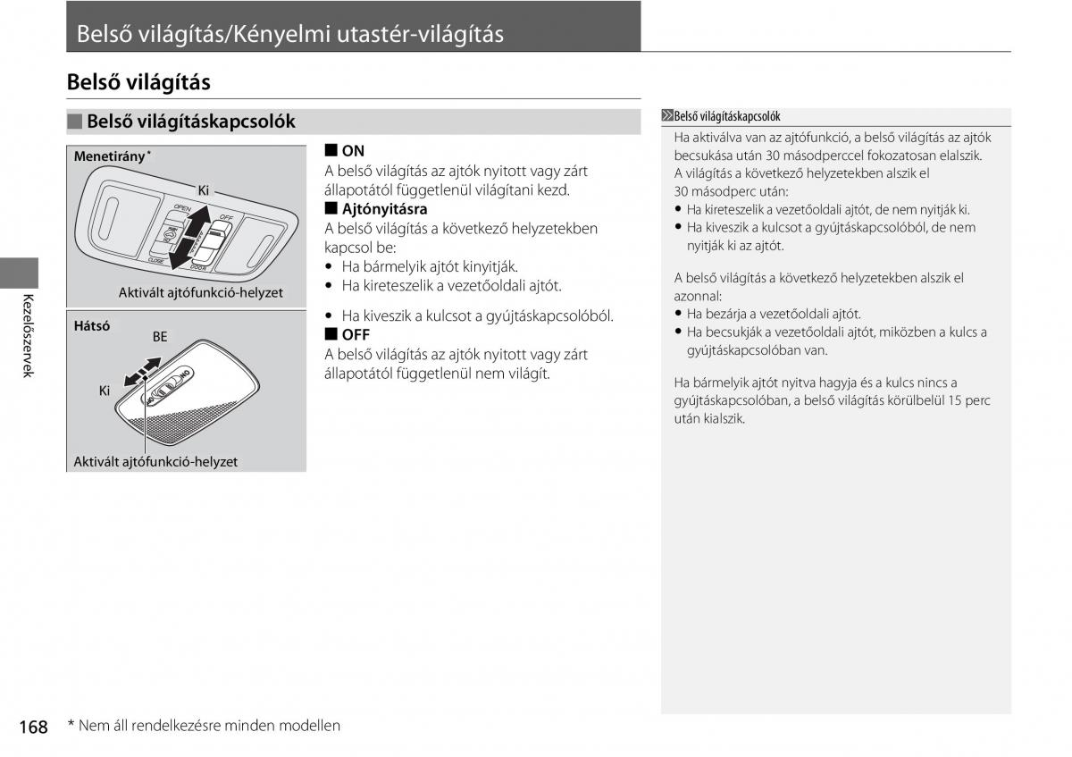 Honda Accord VIII 8 Kezelesi utmutato / page 169