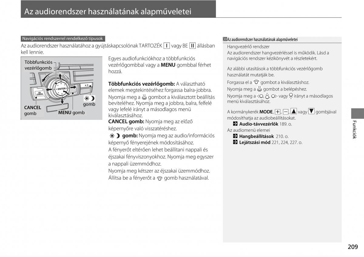 Honda Accord VIII 8 Kezelesi utmutato / page 210