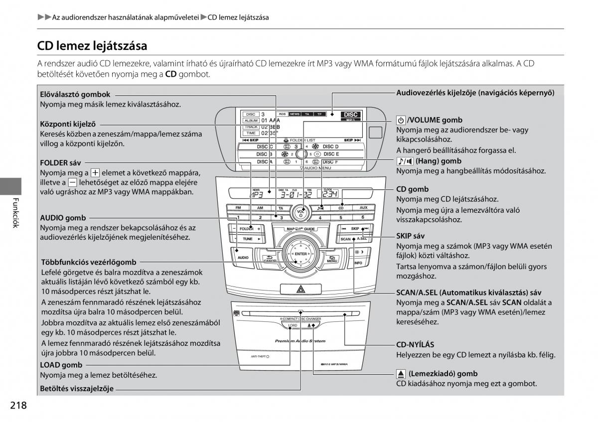 Honda Accord VIII 8 Kezelesi utmutato / page 219