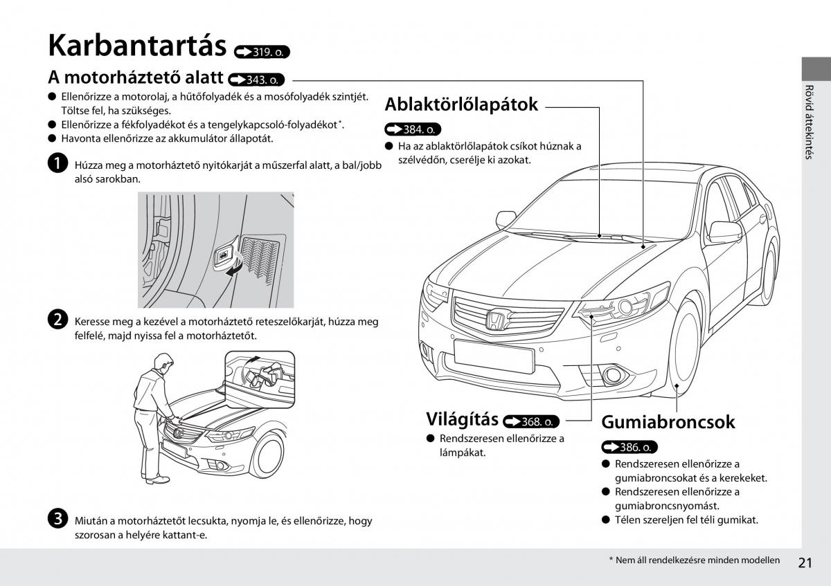 Honda Accord VIII 8 Kezelesi utmutato / page 22