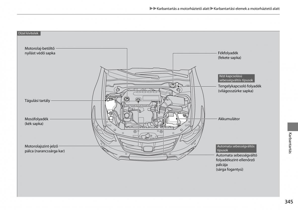 Honda Accord VIII 8 Kezelesi utmutato / page 346