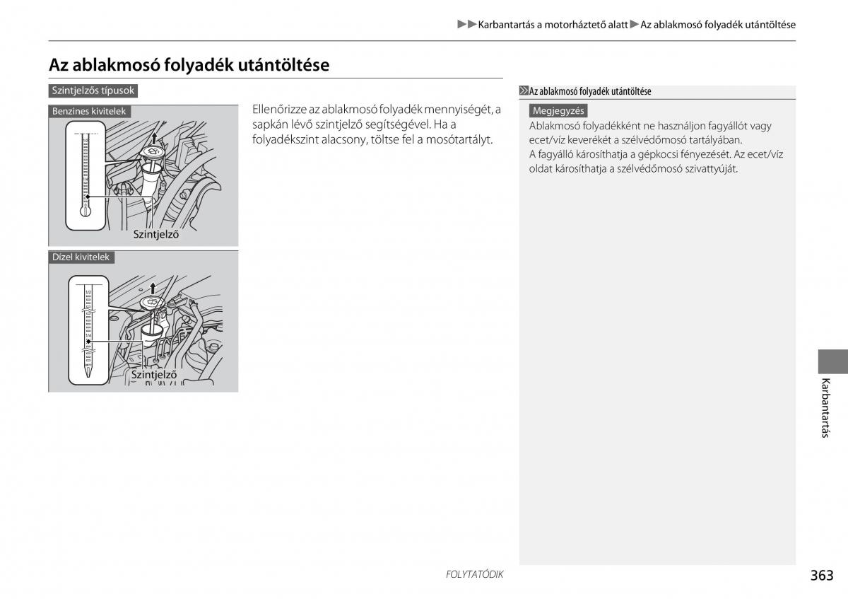 Honda Accord VIII 8 Kezelesi utmutato / page 364