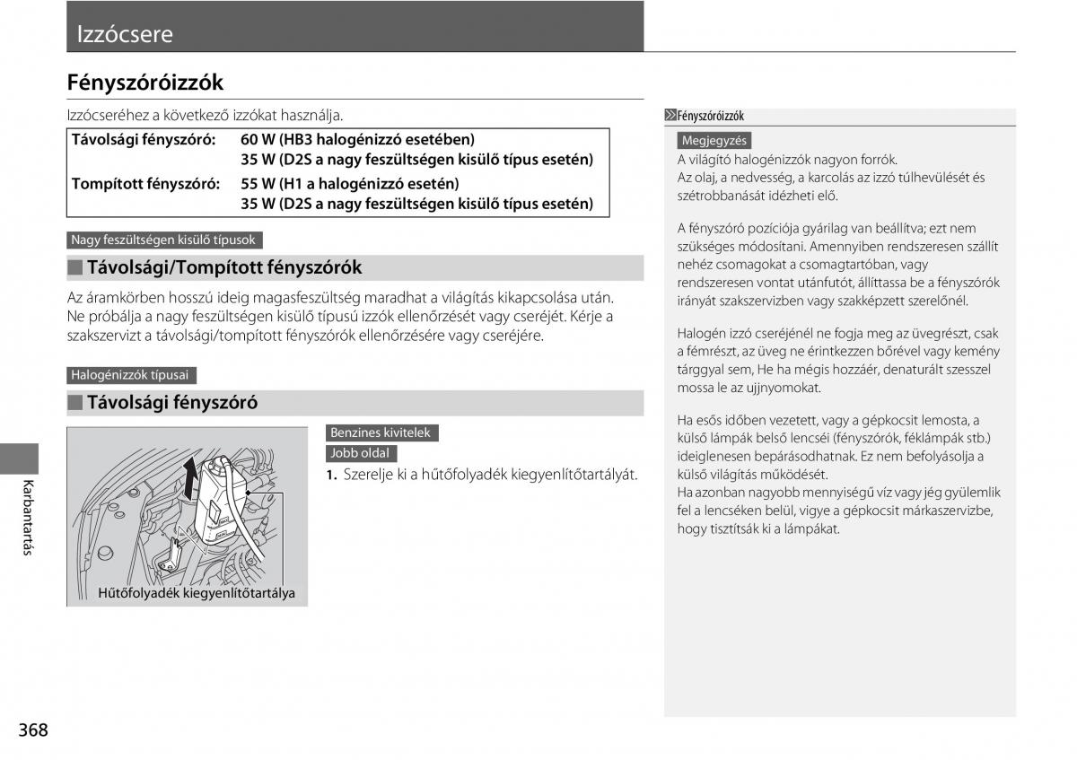 Honda Accord VIII 8 Kezelesi utmutato / page 369