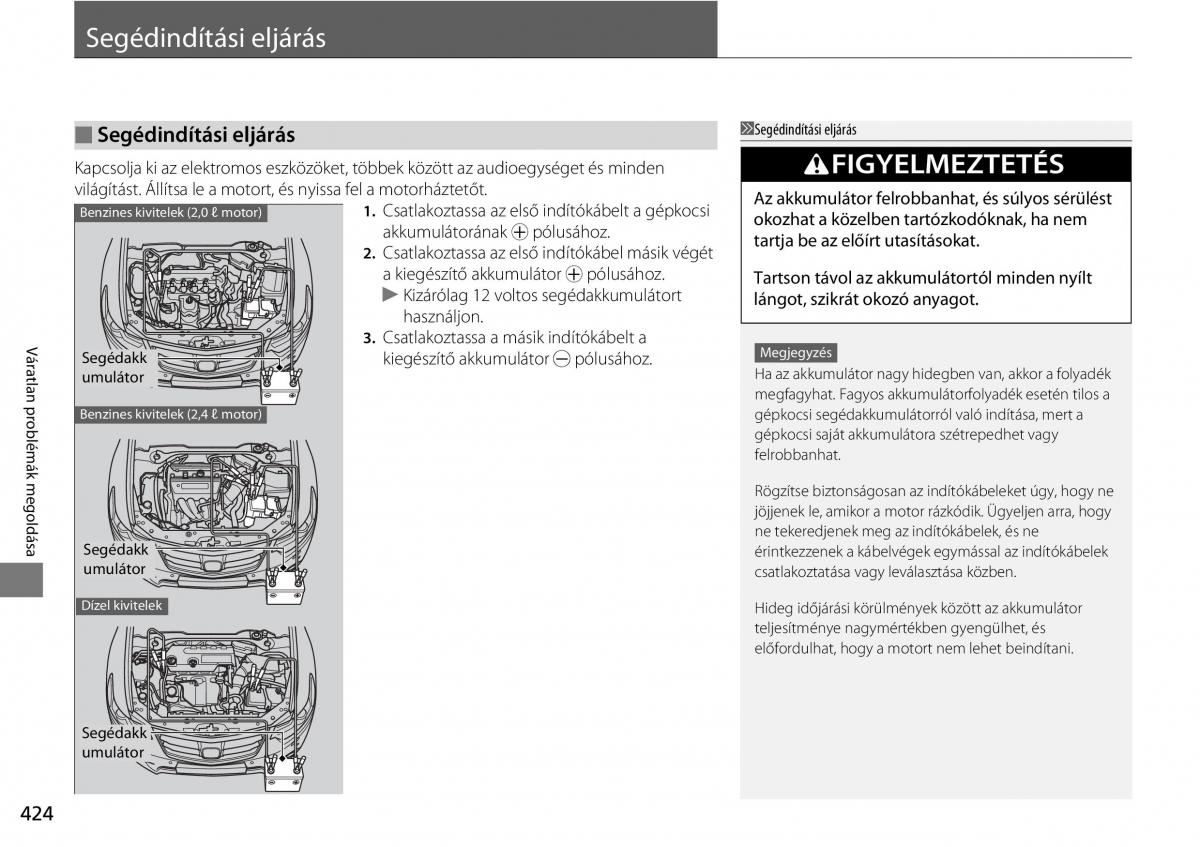 Honda Accord VIII 8 Kezelesi utmutato / page 425