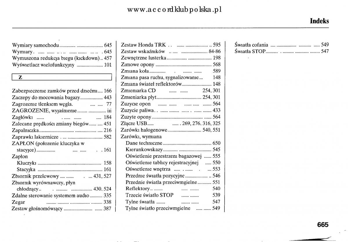 Honda Accord VIII 8 instrukcja obslugi / page 671