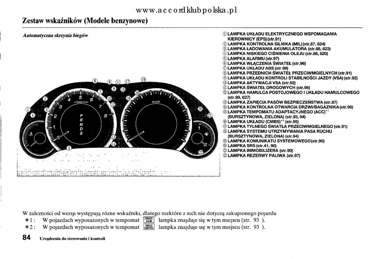 Honda Accord VIII 8 instrukcja obslugi / page 90