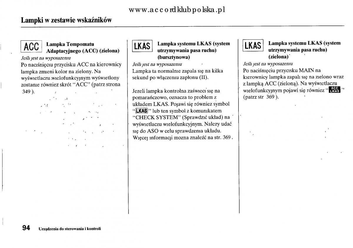 Honda Accord VIII 8 instrukcja obslugi / page 100