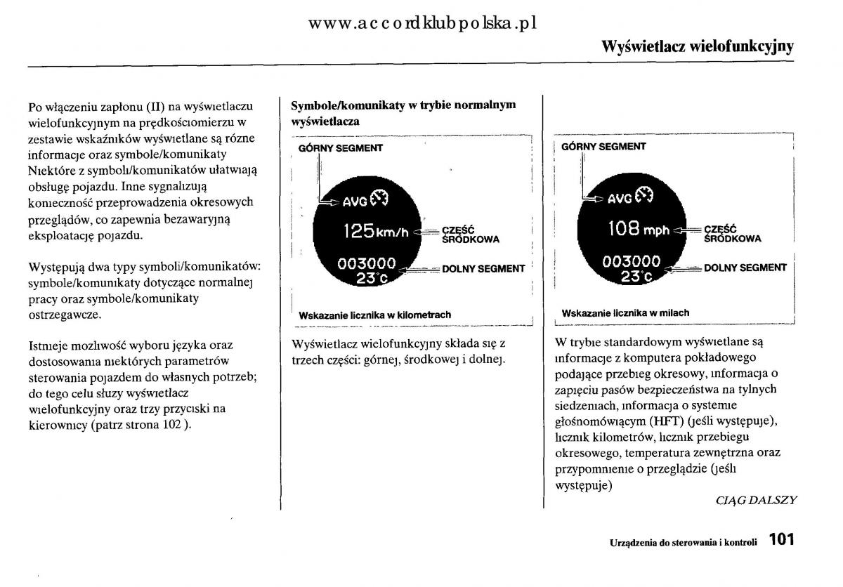 Honda Accord VIII 8 instrukcja obslugi / page 107