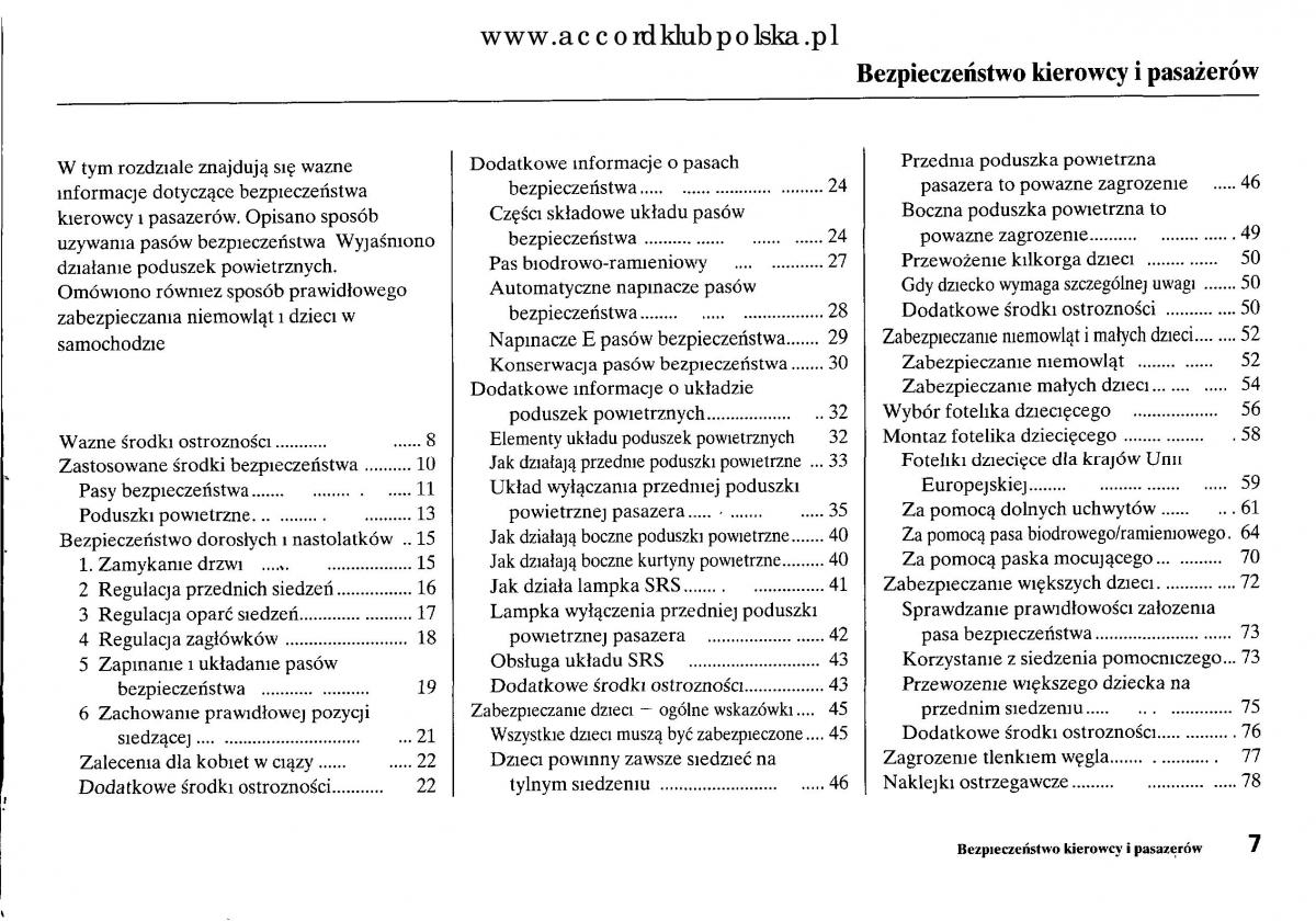 Honda Accord VIII 8 instrukcja obslugi / page 13