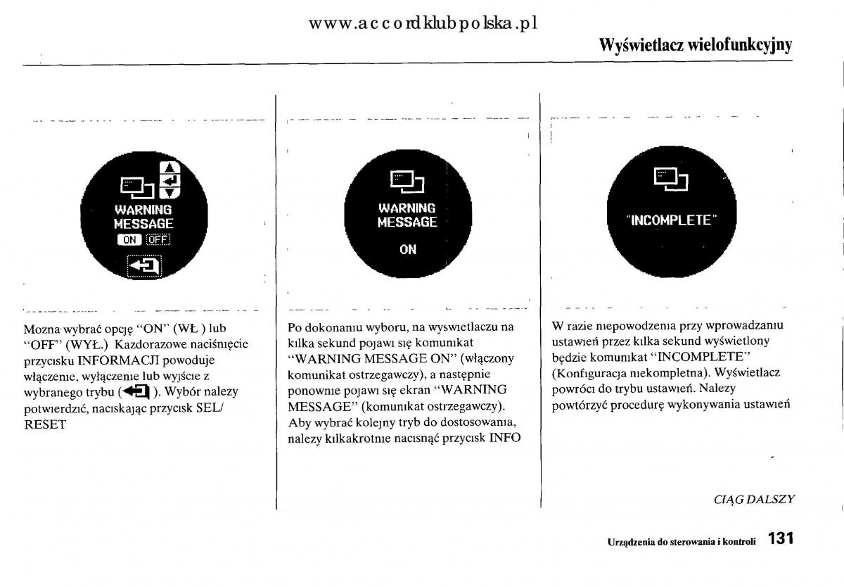 Honda Accord VIII 8 instrukcja obslugi / page 137