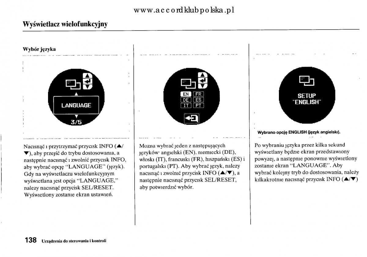 Honda Accord VIII 8 instrukcja obslugi / page 144