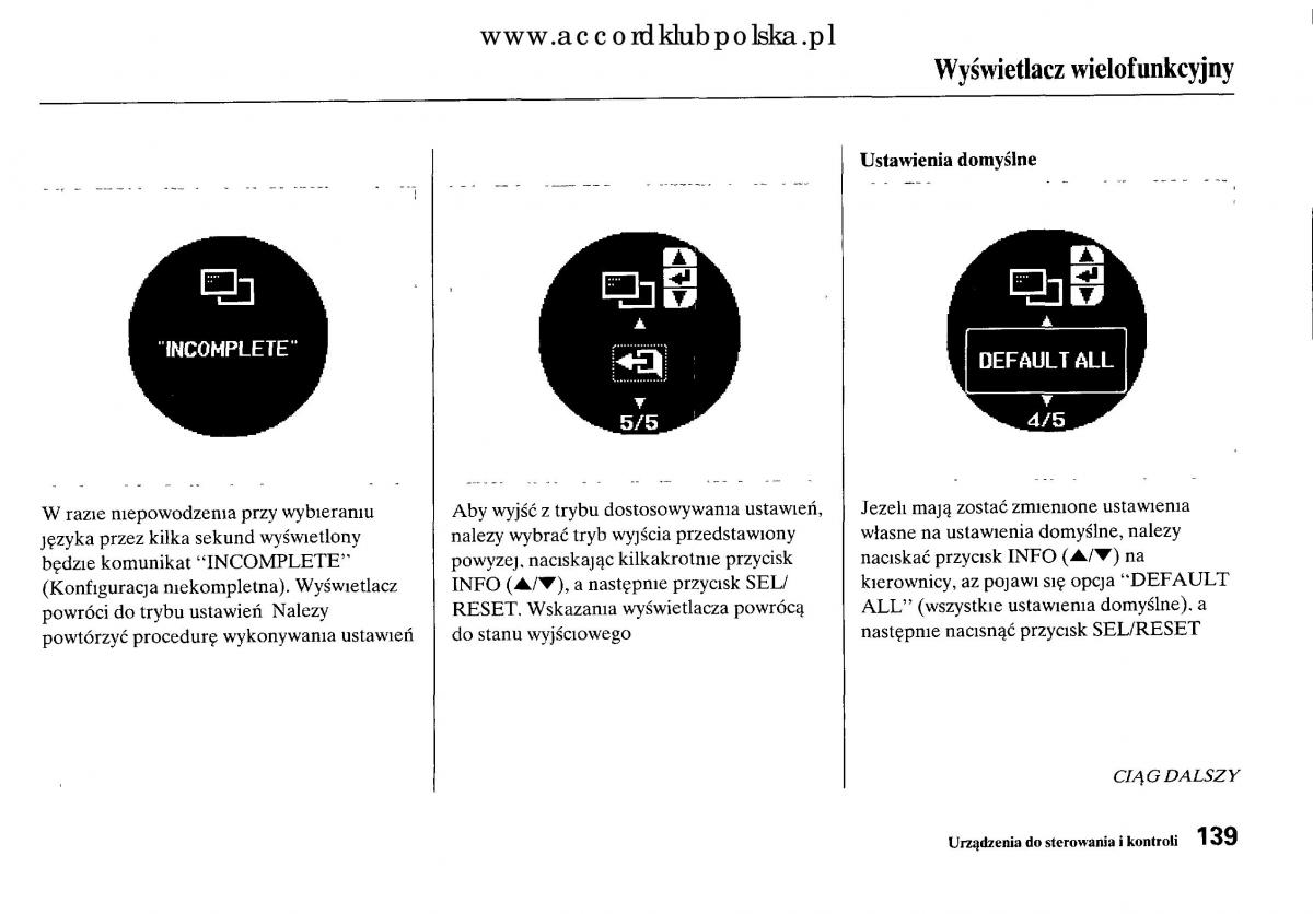 Honda Accord VIII 8 instrukcja obslugi / page 145