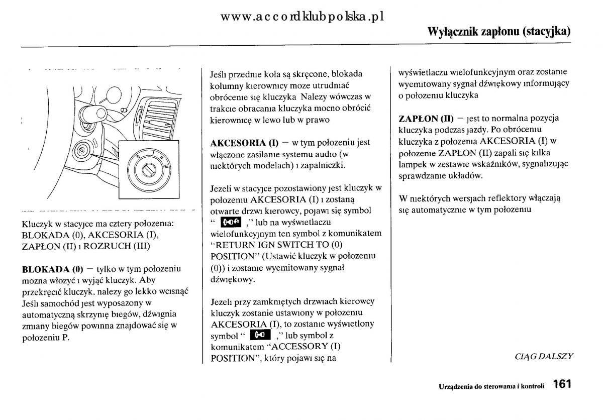 Honda Accord VIII 8 instrukcja obslugi / page 167