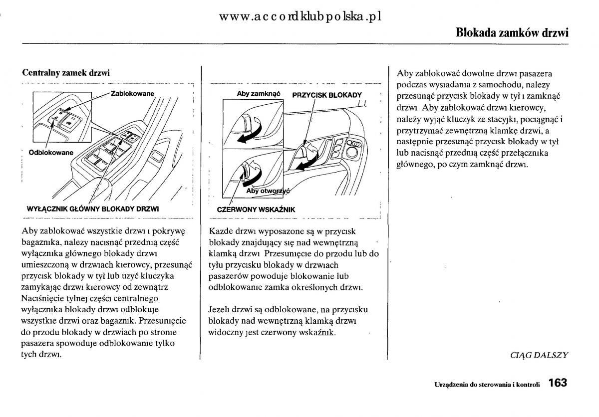 Honda Accord VIII 8 instrukcja obslugi / page 169