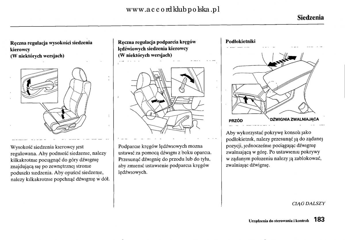 Honda Accord VIII 8 instrukcja obslugi / page 189