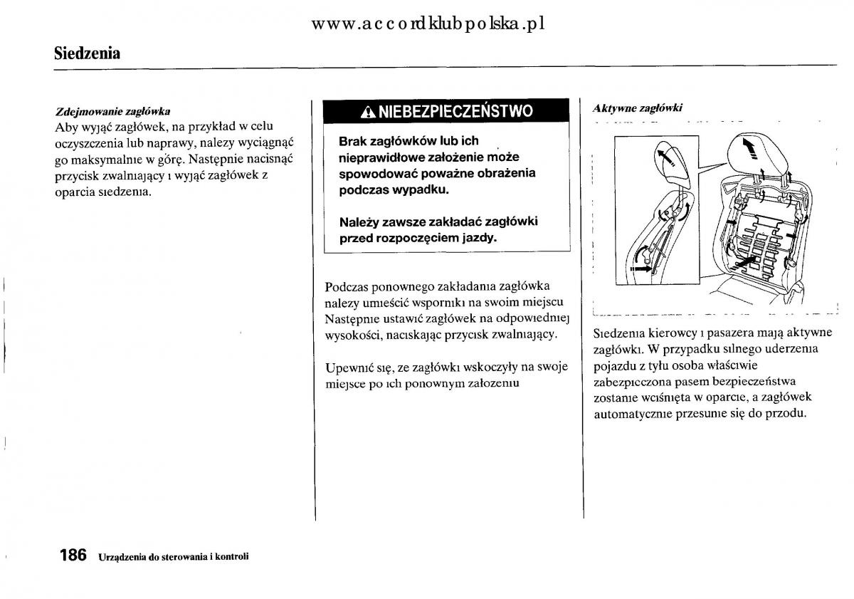 Honda Accord VIII 8 instrukcja obslugi / page 192