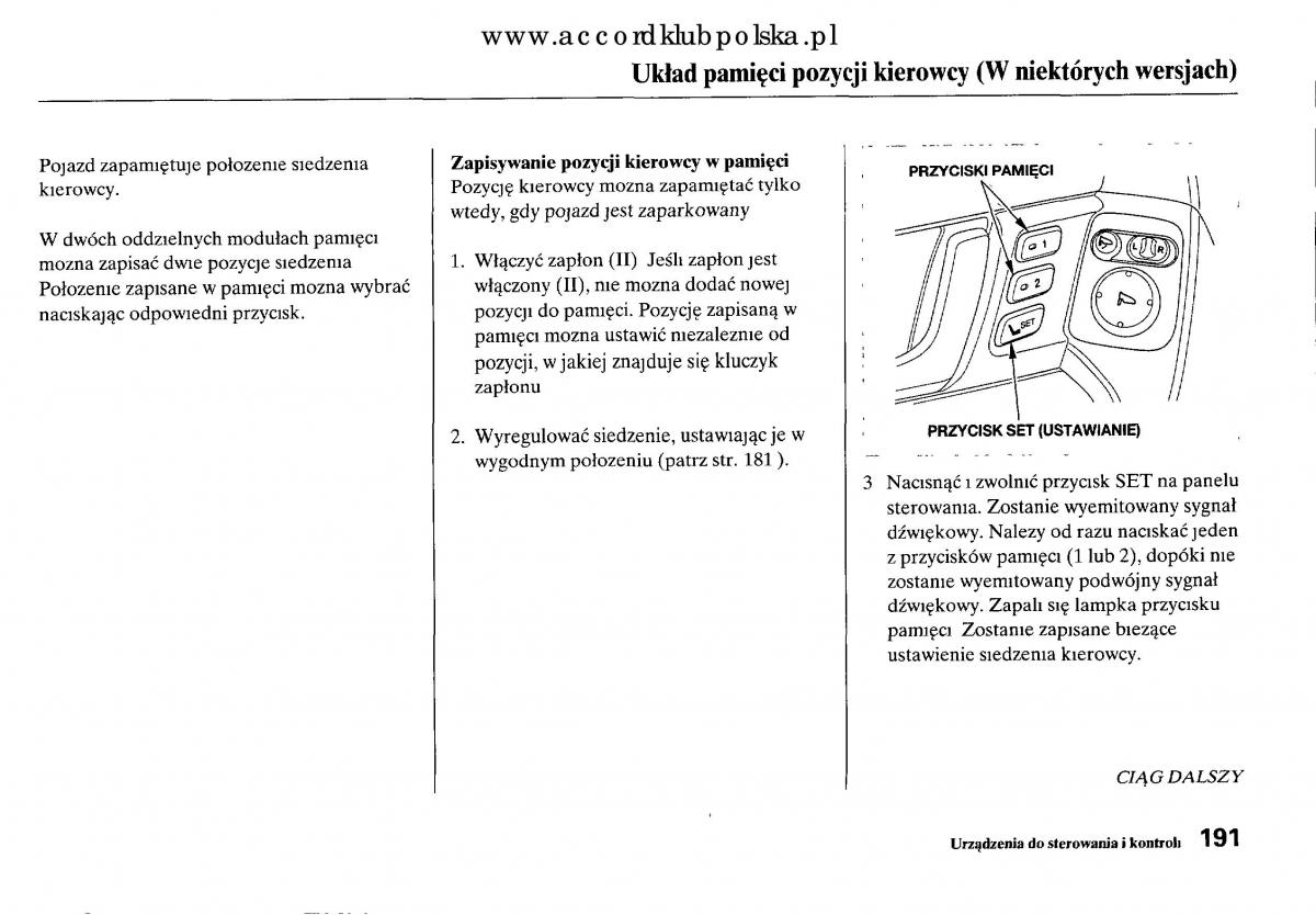 Honda Accord VIII 8 instrukcja obslugi / page 197