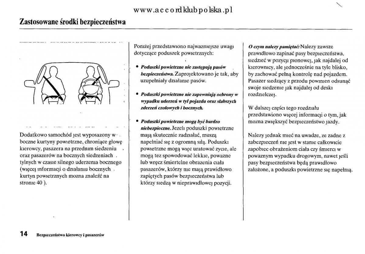 Honda Accord VIII 8 instrukcja obslugi / page 20