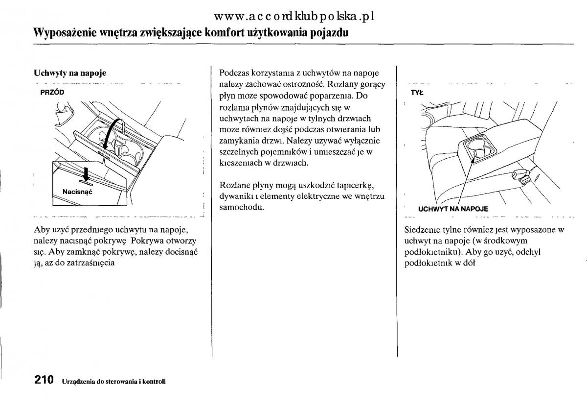 Honda Accord VIII 8 instrukcja obslugi / page 216