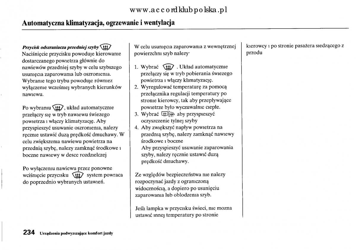 Honda Accord VIII 8 instrukcja obslugi / page 240