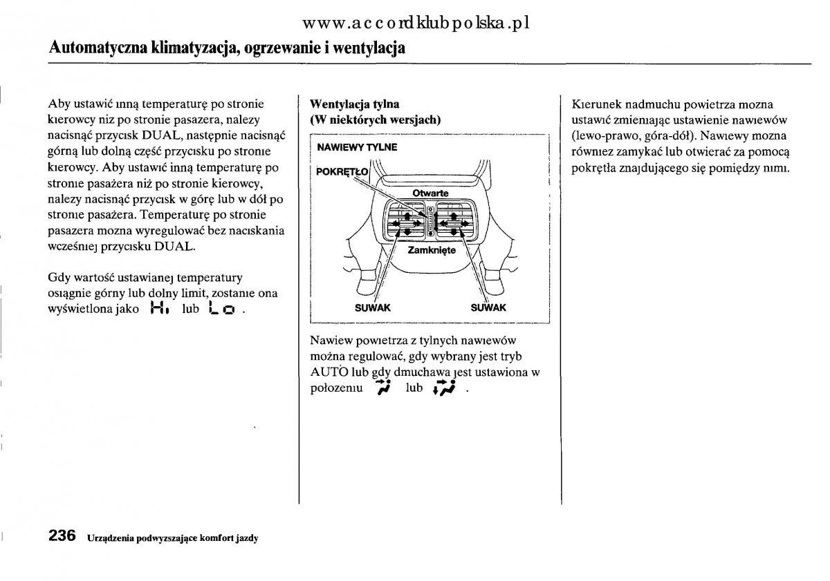 Honda Accord VIII 8 instrukcja obslugi / page 242