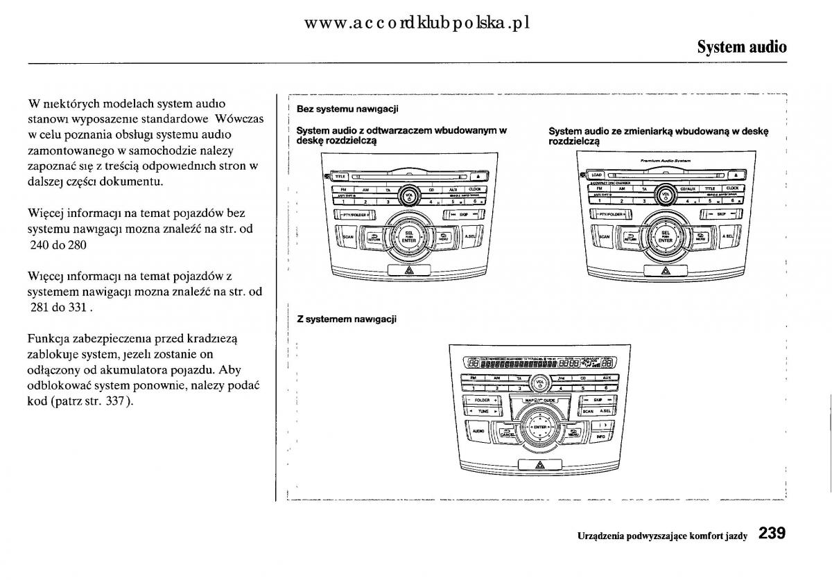 Honda Accord VIII 8 instrukcja obslugi / page 245