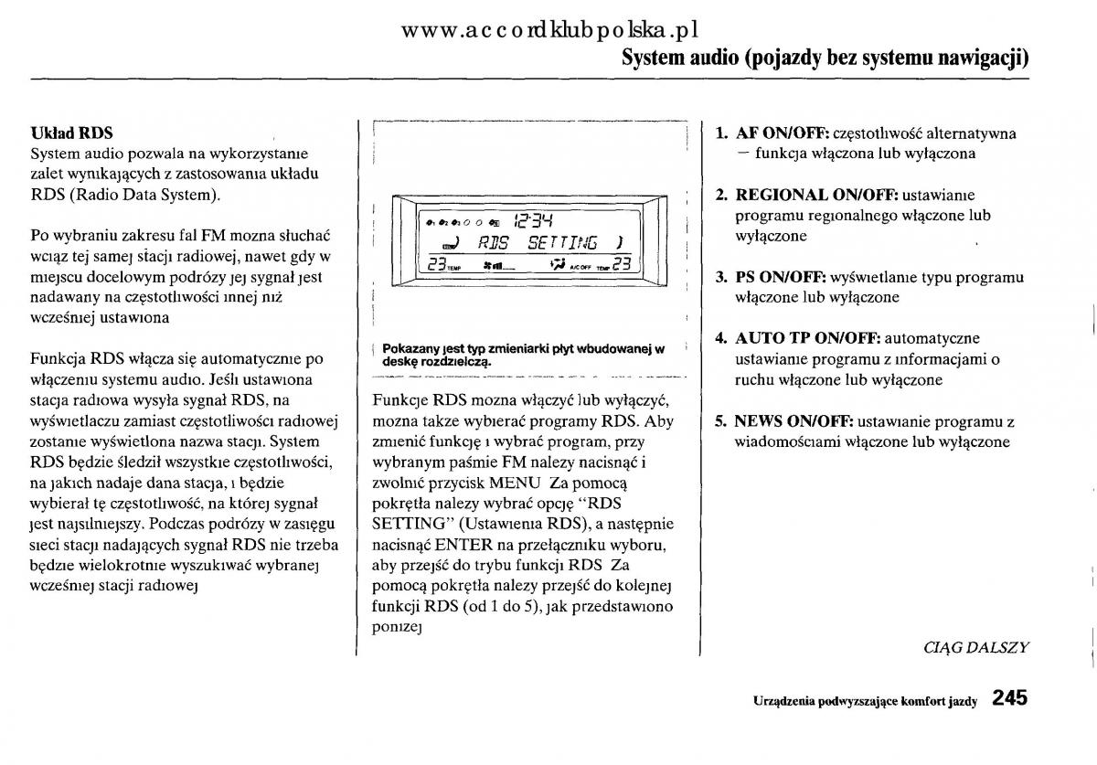 Honda Accord VIII 8 instrukcja obslugi / page 251