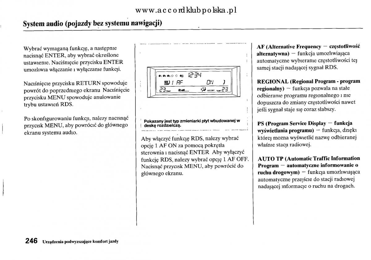 Honda Accord VIII 8 instrukcja obslugi / page 252