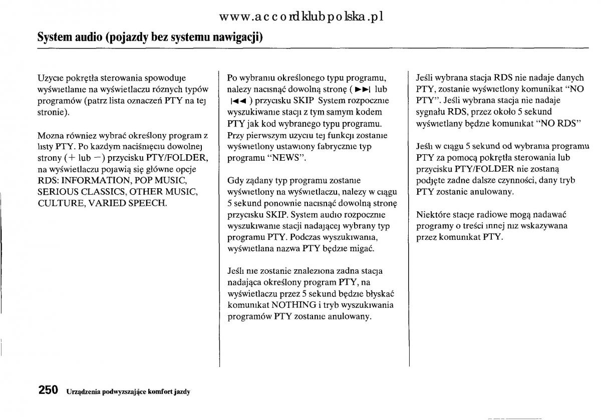 Honda Accord VIII 8 instrukcja obslugi / page 256